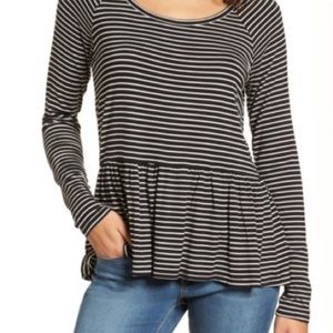 BP Stripe Peplum Tee